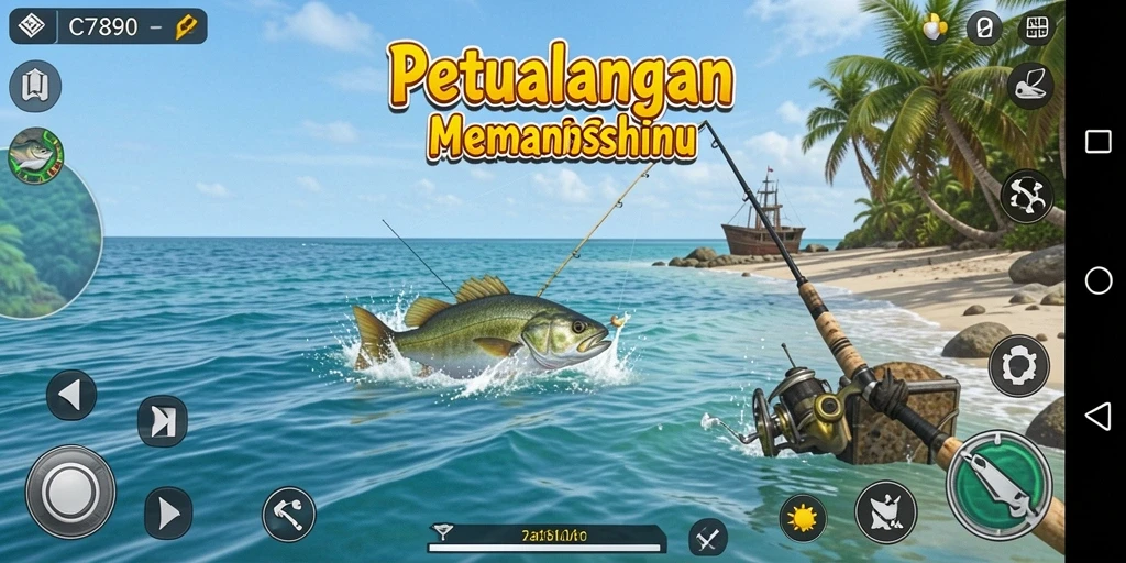 Screenshot utama C7890 yang menampilkan gameplay seru memancing.