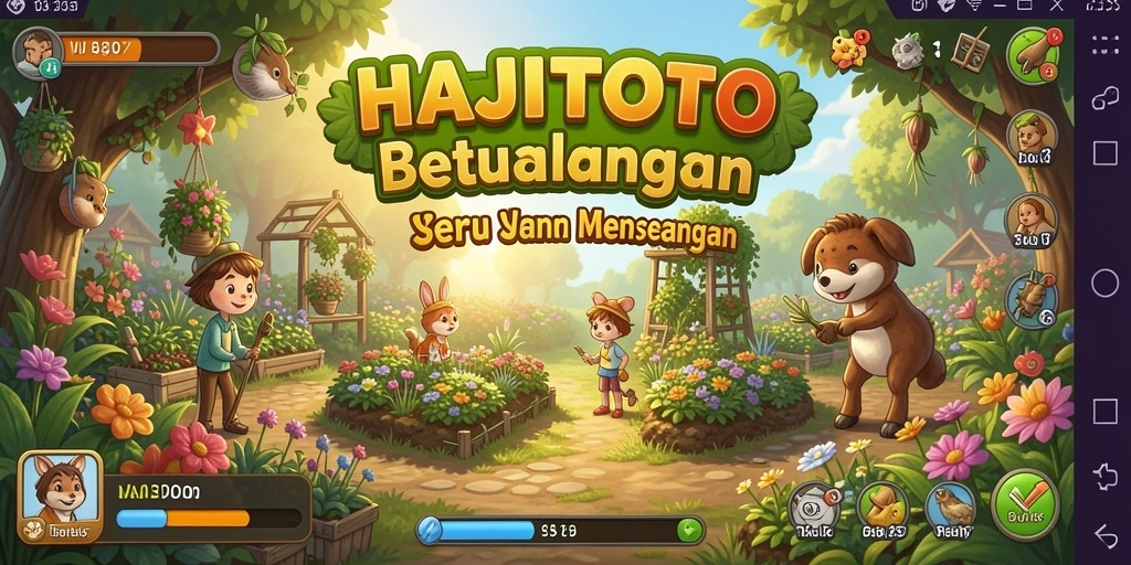 Tampilan gameplay dari HAJITOTO yang menampilkan ladang penuh tanaman.
